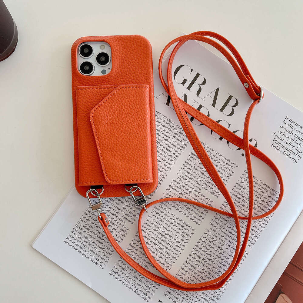 luxury card holder lanyard compatible with cases for iPhone 16 Pro Max and Apple 15, leather makeup mirror phone case