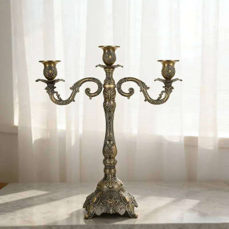 Bronze Metal Candle Stand Restaurant Wedding Decoration Candlelight Dinner Props Candlestick Holder Accessories H260310