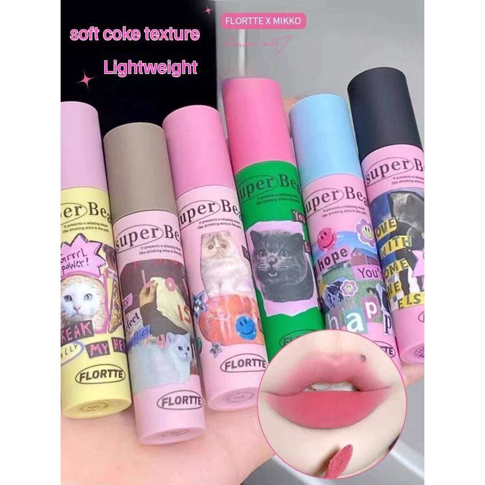 Flortte Cat Lipstick Paste Matte Cream Balm Soft Mud Lip Stick Milk Pastry Series Waterproof Longlasting Baby Pink Lacquer Z260310