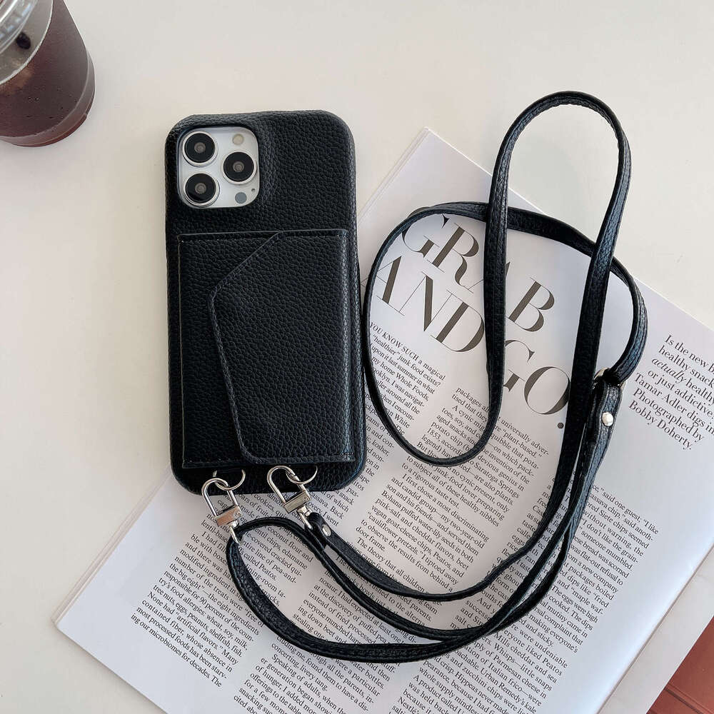 luxury card holder lanyard compatible with cases for iPhone 16 Pro Max and Apple 15, leather makeup mirror phone case