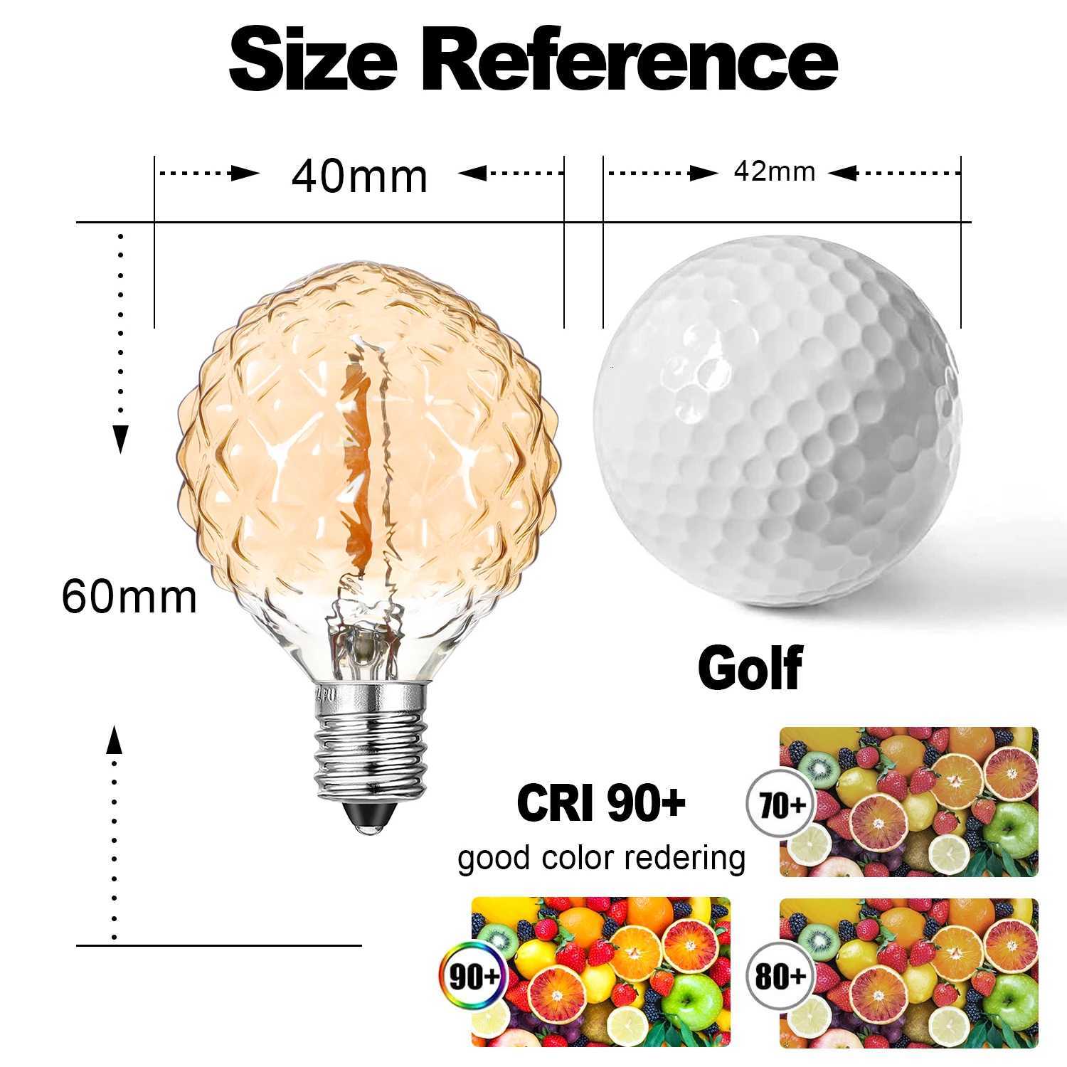 G40 Led Replacement Bulb 1W E12 Base Globe Edison Lamp 2200K Ice Diamond Amber Glass Golll Vintage Light Bulb For String Ligh H260310