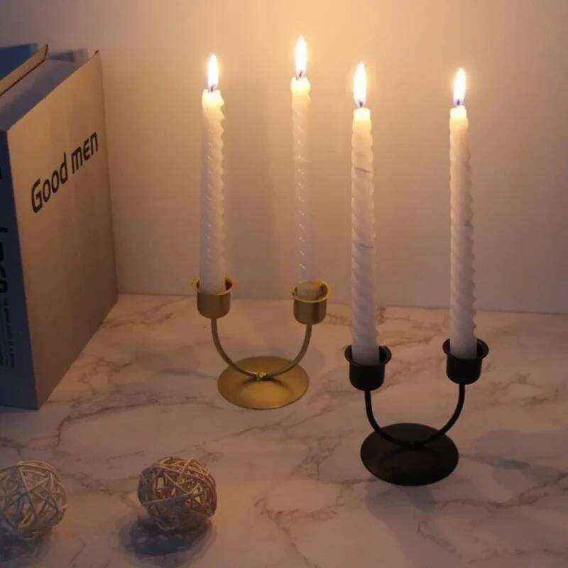 Simple Stand Metal Candlestick Christmas New Year Decoration Desktop Adornment Candle Holder Indoor Ornaments Candles Cup H260310