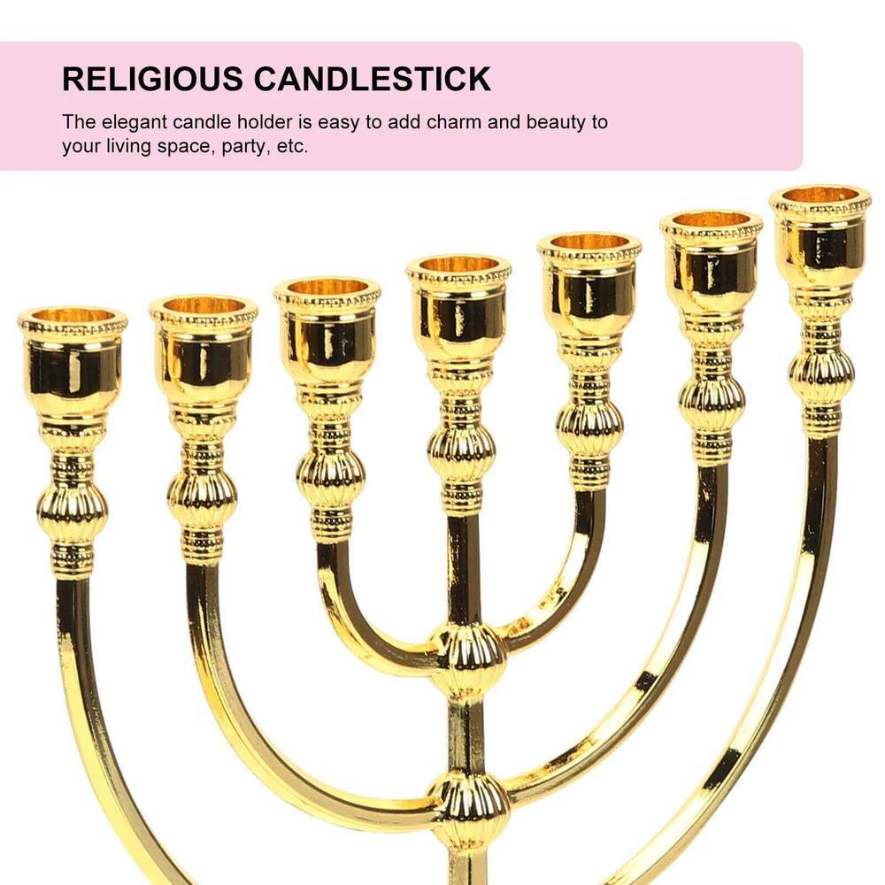 7 Branch Holder Jerusalem Temple 12 Of Menorah 6.69-Inch Height Hanukkah Stand 4 3 H260310