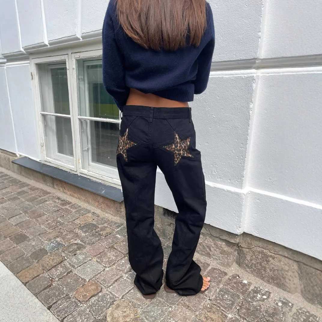 Women Fashion Jeans Y2K Star Pattern Loose Denim Pants Spring Fall Casual Low Waist Trousers Wide Leg PantsT260310