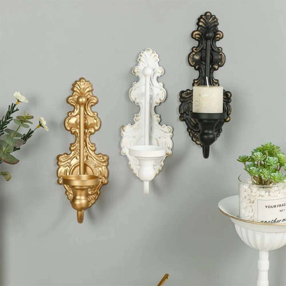 Decorative Wall Mounted Candle Holder Iron Art Carved Nordic Tealight Stand Vintage Metal Candlesticks Living Room H260310