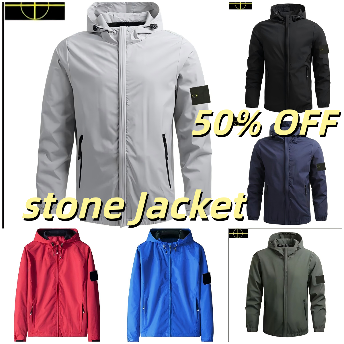 Men's Spring Autumn stone Jacket stone Windbreaker Jacket Men's Sports Windbreaker Coat Couple Dress Women hooded hiking jacket brand coat