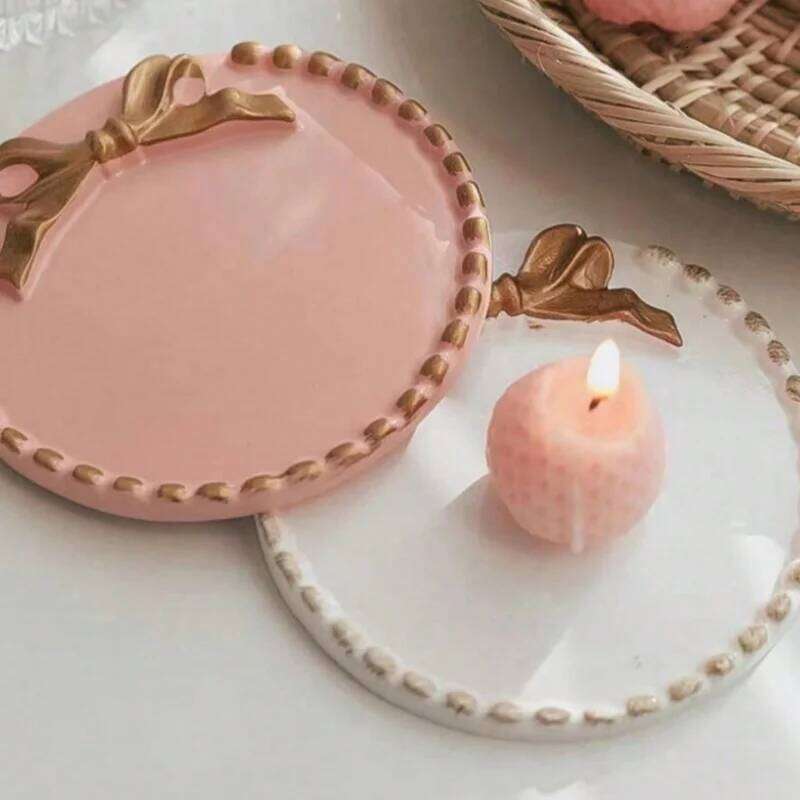 1pc Ins Pad Base Home Storage Photography Ornaments Retro Round Tray Small Candle Holder Halloween H260310