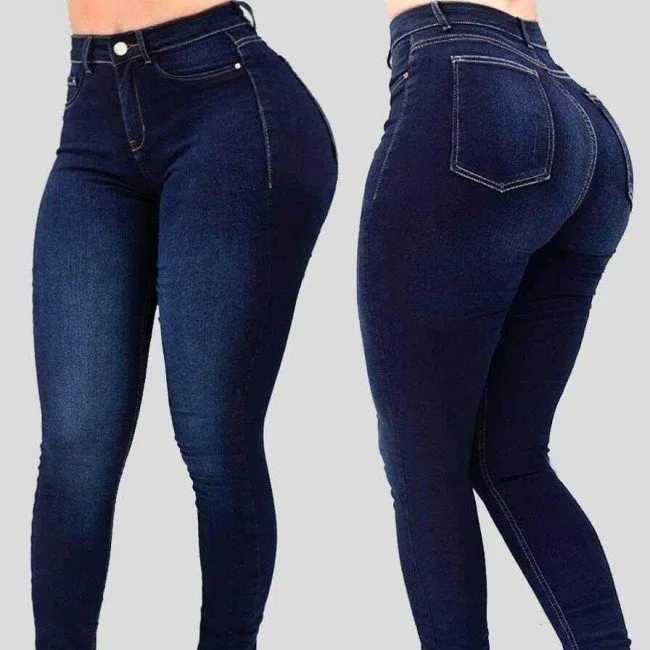 Jeans Donna Sexy Skinny Versatile Pocket Button Retro Trousers Mujeres Elastic Jeans Women Vaqueros Largos M260310
