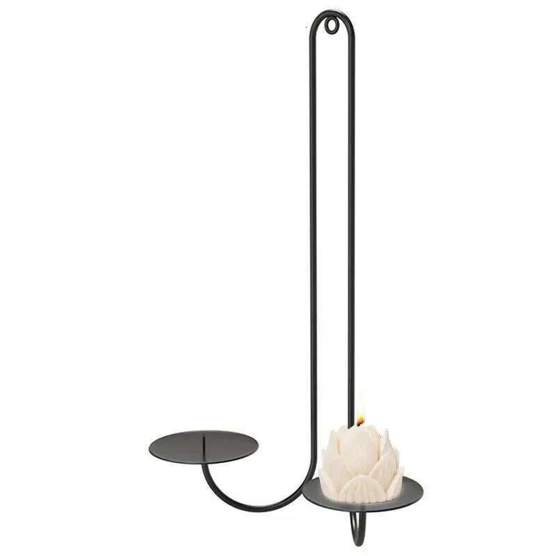 Double Armed Iron Holders Black Metal Holder Modern Wall Candle Sconce Hanging Ornaments For household H260310
