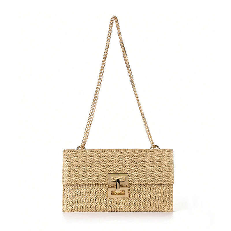 Dopamine for Women 2026 New Vacation Style Chain Flap Twist Lock Straw Shoulder Women's Bag