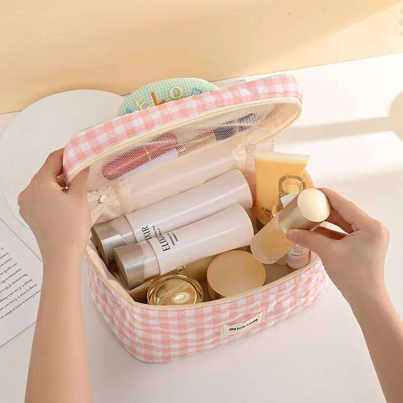 Personality Women Tote Cotton Makeup Portable Large Capacity Travel Organizer Cosmetic Wash Pouch Ladies Make Up Storage Bag XJ260310
