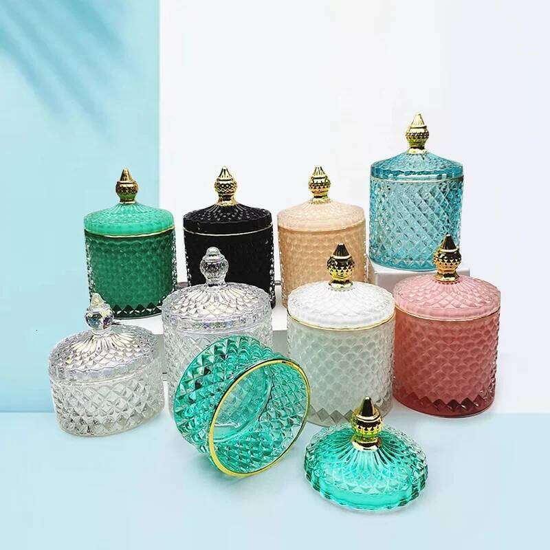 Luxury 10oz elegant Empty Candle vessels with lid For Wedding market H260310