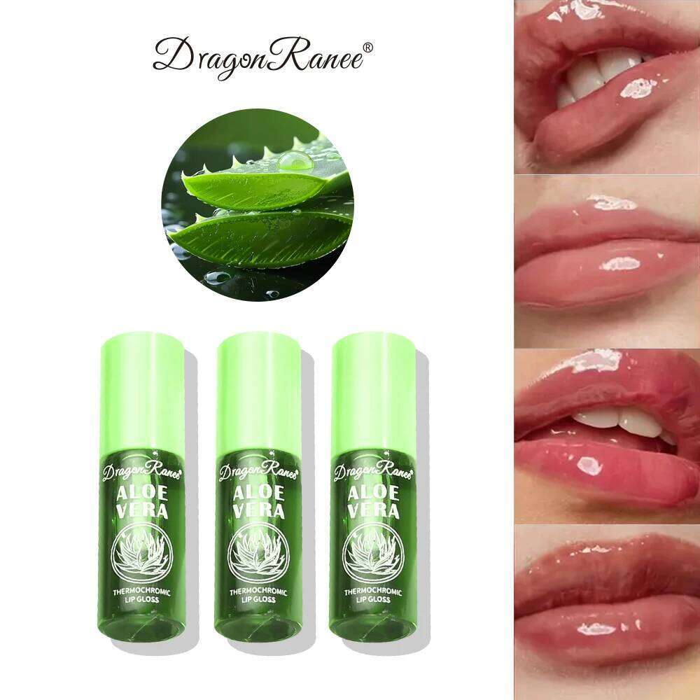 Three Aloe Vera Oil Moisturizing, Discoloration, Gloss, Hydrating Coloring, Autumn and Winter Base Care Liquid, Water-Glossy Mirror, Gentle Lip Glaze 