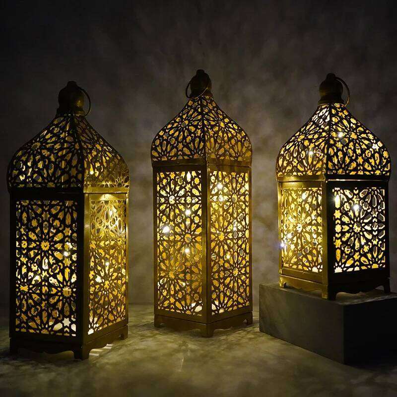 Metal Retro Moroccan Lantern Candelabra, Iron Candle Holder, Hurricane Lamp Candelabra Home Decor Accessories No Battery H260310
