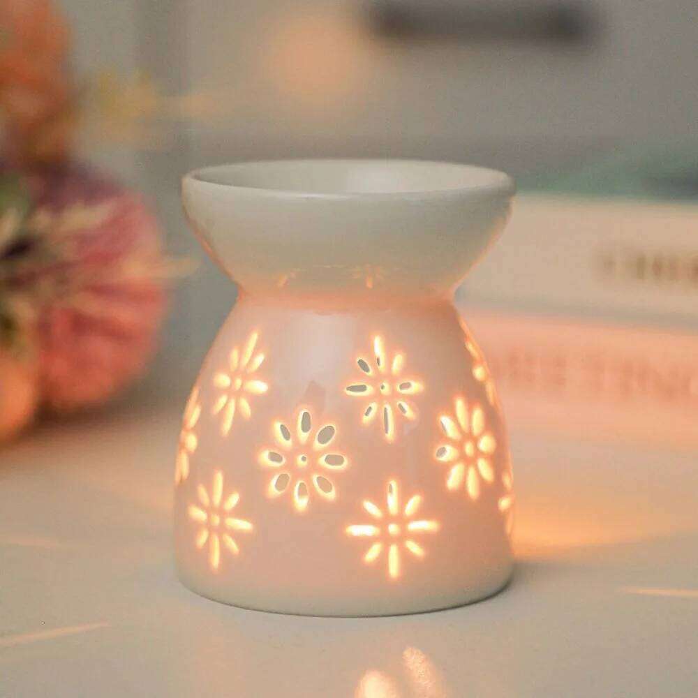 Ceramic Handicrafts Holders Hollow Patterns Essential Oil Burners Candle Incense Lamps Home Living Room Decoration H260310
