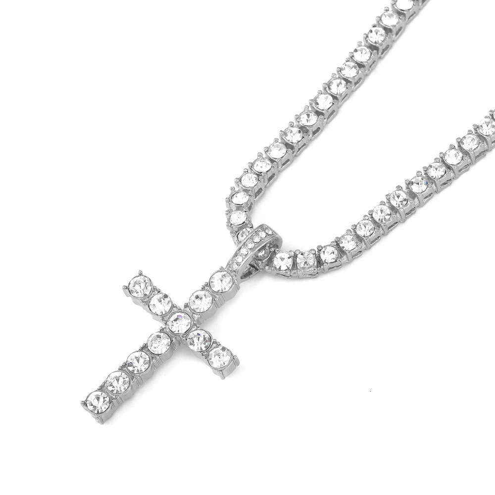 2026 New Designer Luxury Brand Hot Selling Hip Hop Cross Necklace Pendant With Full Diamond 4mm Tennis Chain Fashion Men's Personalized Jewelry