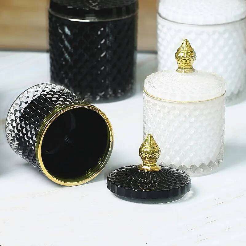 Luxury 10oz elegant Empty Candle vessels with lid For Wedding market H260310