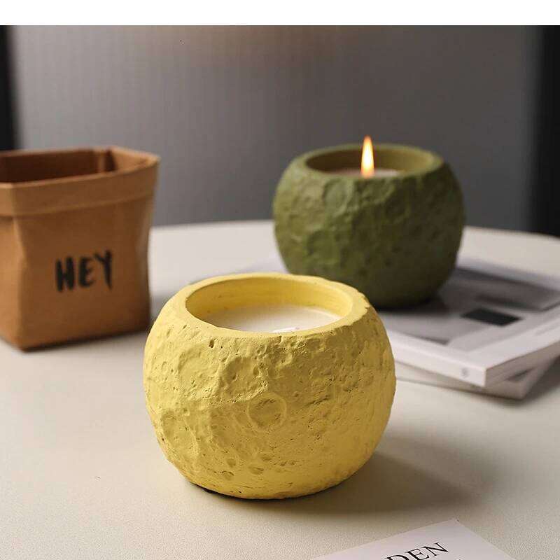 Cement Candle Holder Desktop Irregular Solid Color Aromatherapy Cup Living Room Household Container H260310