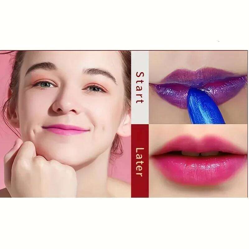 Blue Rose Color Changing Waterproof Magic Temperature Gloss Red Lipstick Lip Care Makeup Base for Women Beauty Z260310