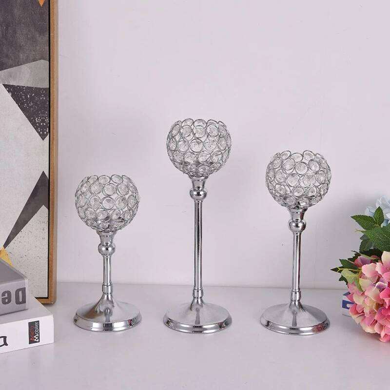 Europe Wedding Candelabra Centerpieces Gold Silver Holders Crystal Candle Lantern For Home Party Hotel Decoration H260310