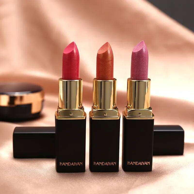 Lips Makeup Waterproof Glitter Lipstick Long Lasting Pigment Nude Pink Red Gold Mermaid Shimmer Lipsticks Lip Make Up Cosmetic Z260310