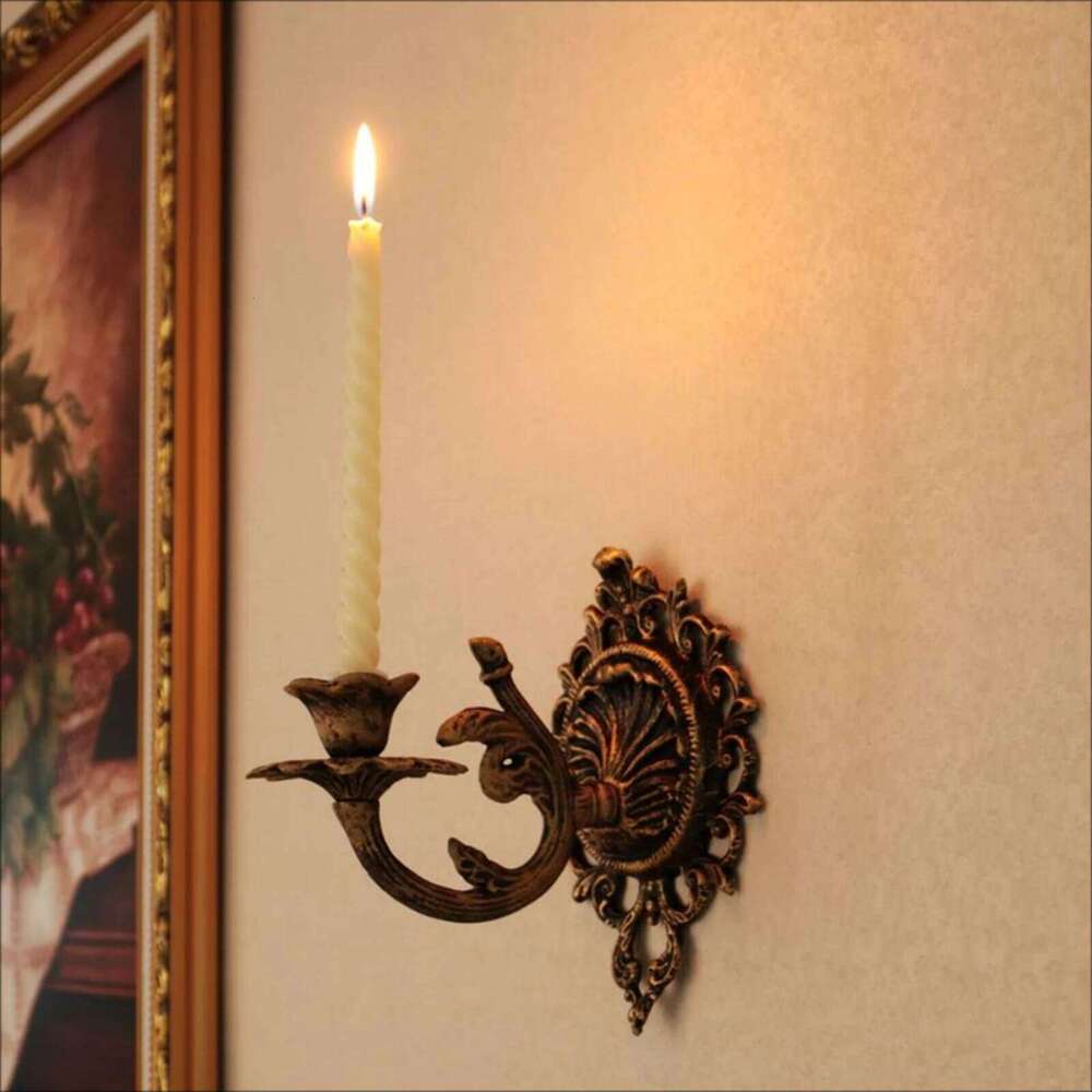 Candlestick Crafts Art Retro Wall Mounted Candle Holder Iron Candleholder for Dining Room Party Yard Home Decor H260310