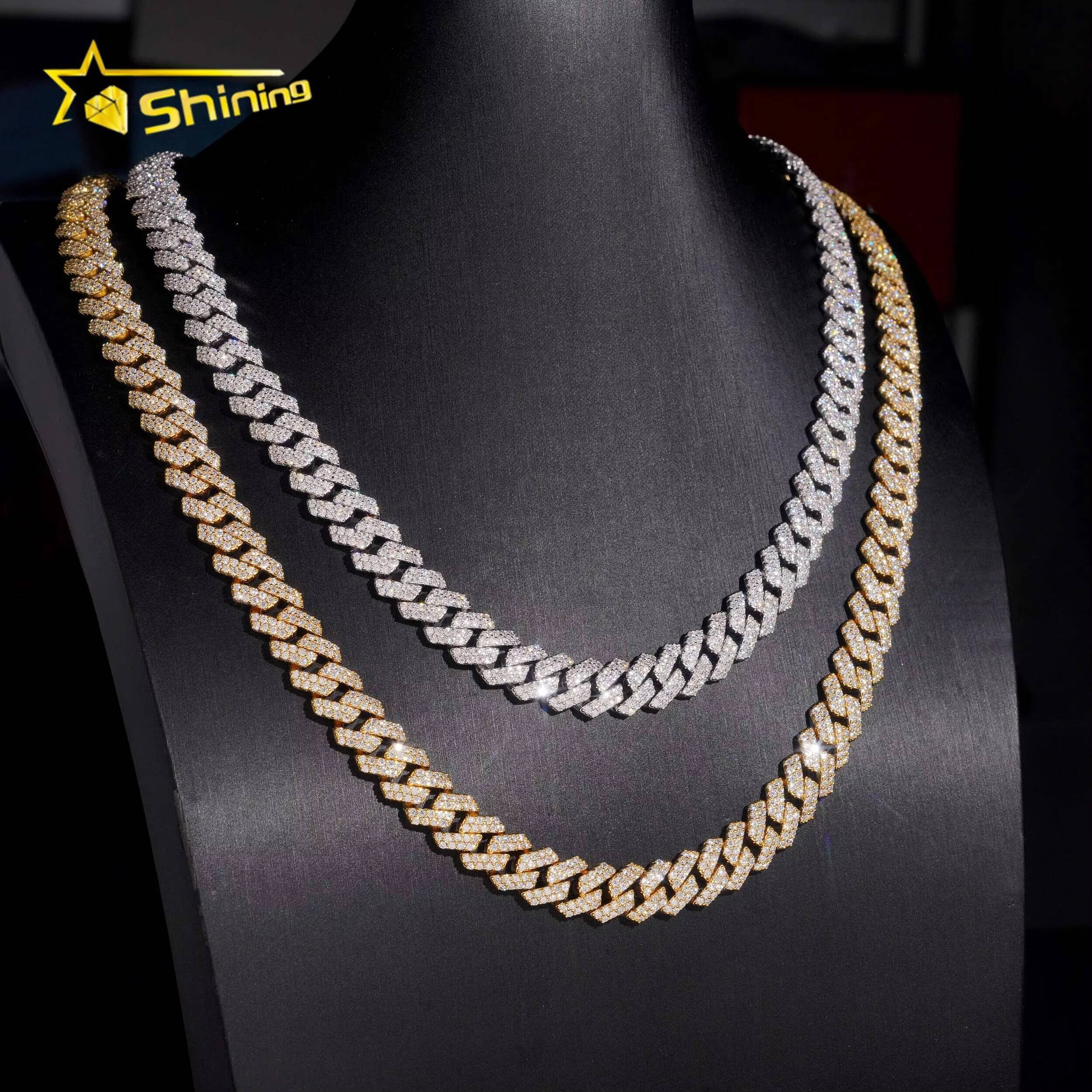 Wholesale Price Hip Hop Pass Diamond Tester Brass Iced Out Moissanite 10mm Cuban Link Chain