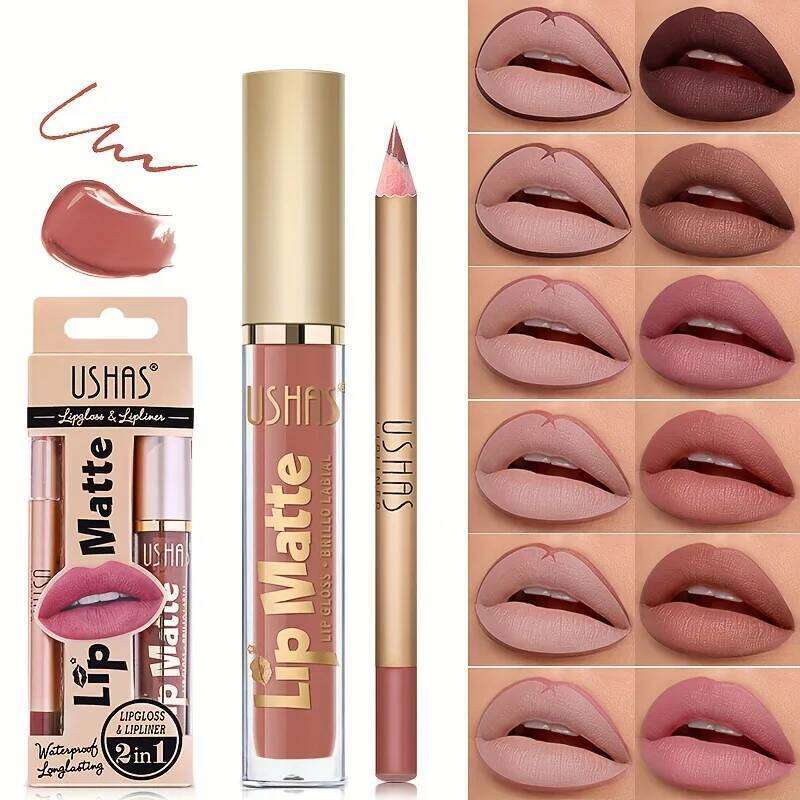 Matte Lipgloss&lip Liner Set 12 Colors Luquid Lipstick High Pigmented Long Lasting Waterproof Lips Makeup Z260310