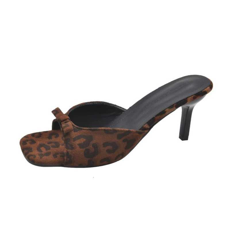 2026 New Women Square Toe High Heel Fashion Butterfly-knot Dress Shoes Summer Stripper Mules Slides Zapatos De Mujer K260311