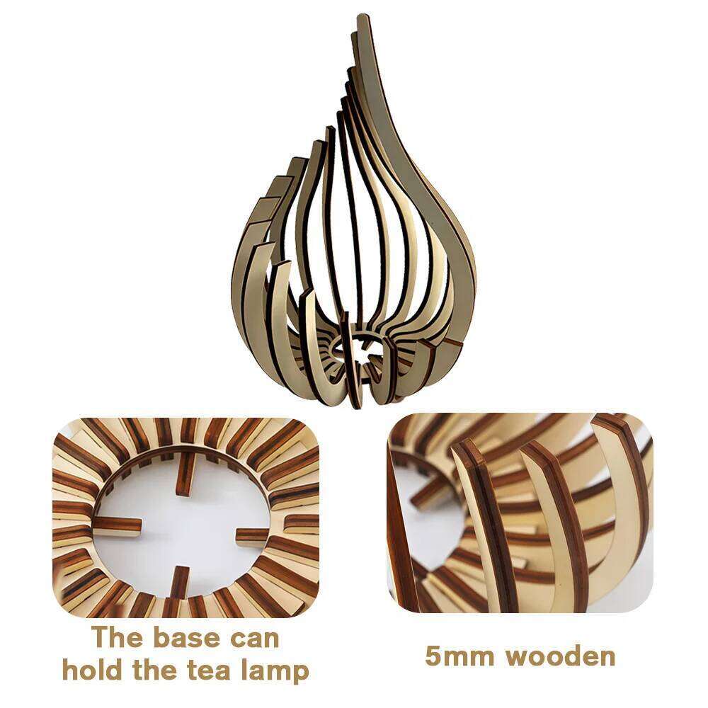 Handmade Wooden Candle Holder Lotus-Shaped Candlestick DIY Assembly Craft for Home, Wedding, and Party Table Decor H260310