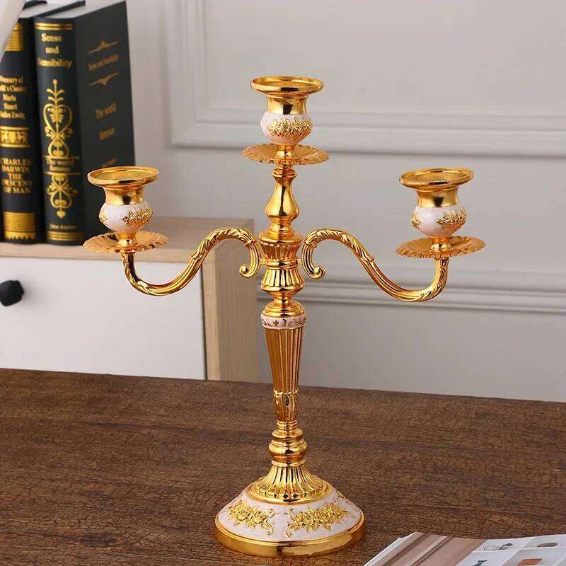 3 5 Arms Alloy Candlestick - Classic Candle Holder Wedding Centerpieces for Restaurant Hotel Home Candlelight Decoration H260310