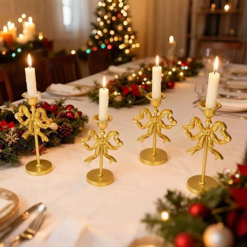 French Wrought Iron Candle Holders Wedding Bow Candlestick Desktop Ornaments Photo Rops Home Decoration H260310