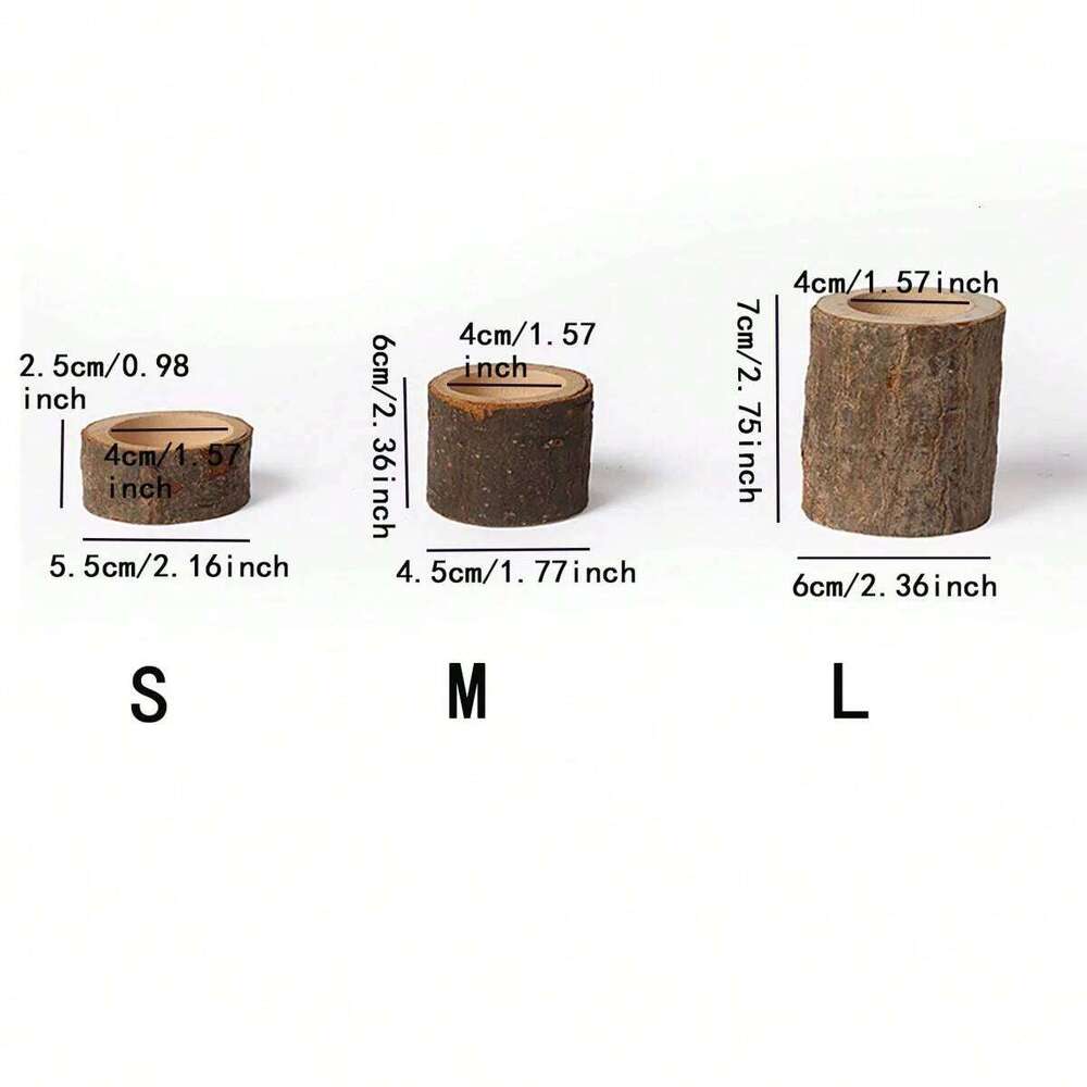 Three wooden tea lamp holders of different sizes, suitable for wedding, birthday, desktop center decoration, home decoration H260310