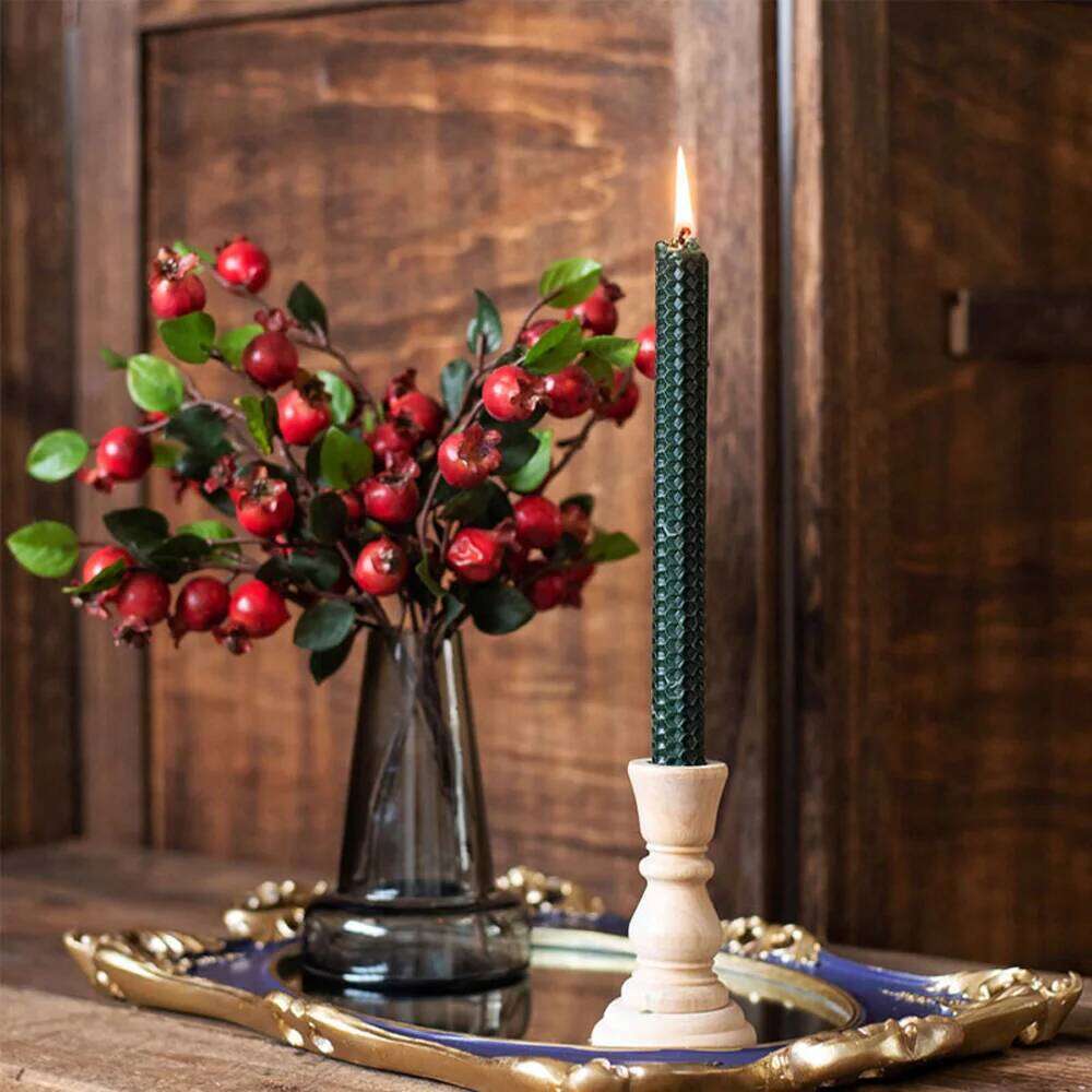 1 PCS Classic Candlestick Vintage Unpainted Holder Simple Retro Wooden Pillar Candle Stand H260310