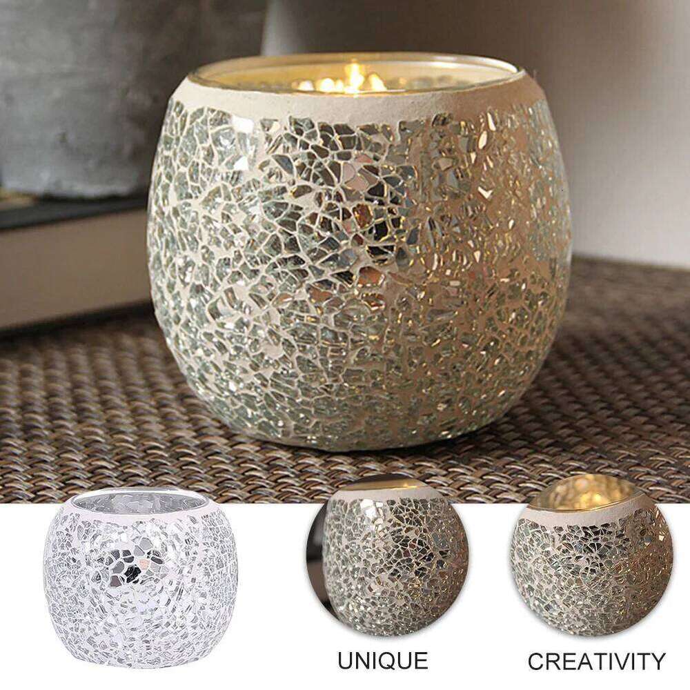 Glass Mosaic Pattern Stand DIY Gift Holder for Festival Decoration Candlestick H260310