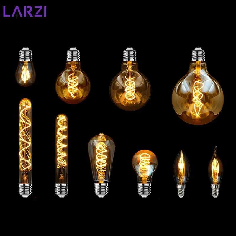 E14 E27 Spiral Light G80 G95 G125 LED Filament Bulb 220V 4W 2200K Retro Vintage Lamps Decorative Lighting Dimmable Edison Lamp H260310