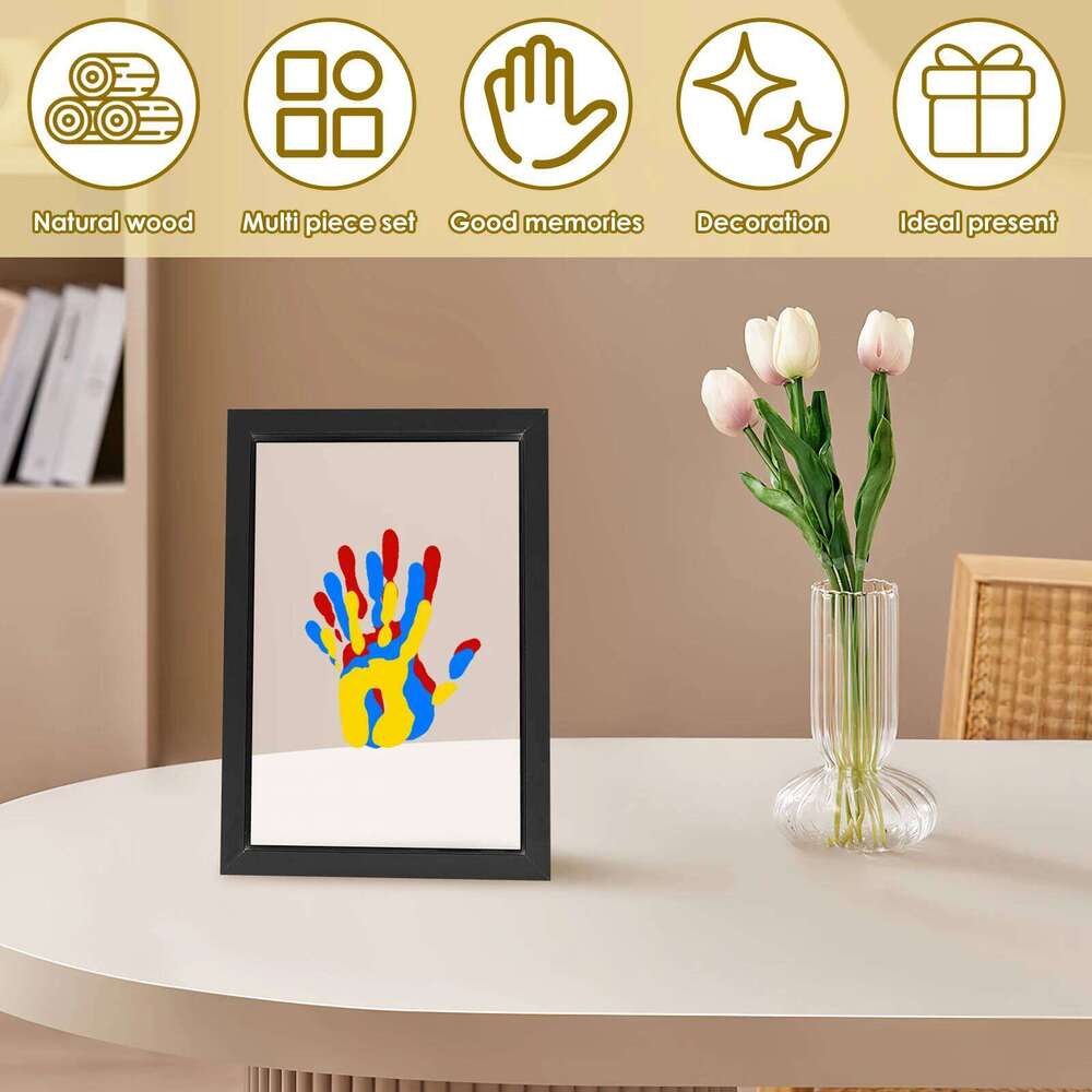 WoodPhoto Frame Kit Handmade Keepsake Clear DIY Handprint Footprint Souvenir for Family Baby Pet H260310 - view 6