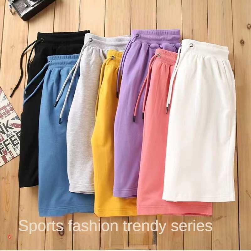 New Cotton Men Women Shorts Summer Sport Loose Solid Color Casual Pants Drawstring Daily Style Home Outdoor 5 Points Pants N260310