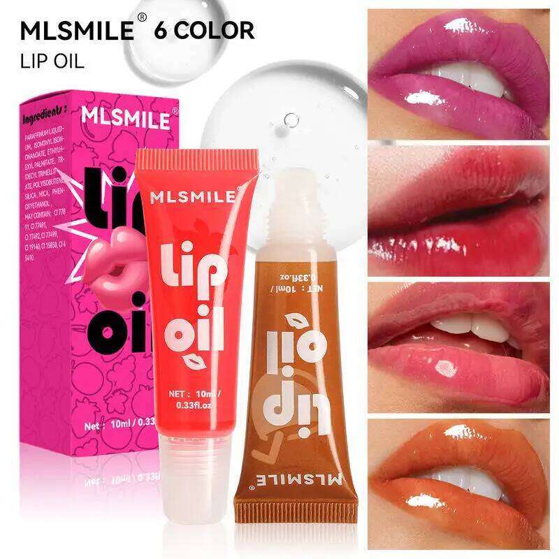 MLSMILE 6 Colors Fruit Flavor Moisturizing Mirror Oil Makeup Long-lasting Hydrating Lip Gloss New Z260310