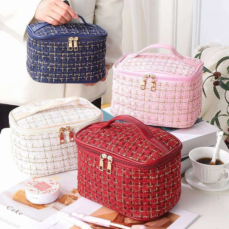 Large Capacity Travel Toiletry New Plaid Portable Small Fragrance Go out Makeup Bag XJ260310