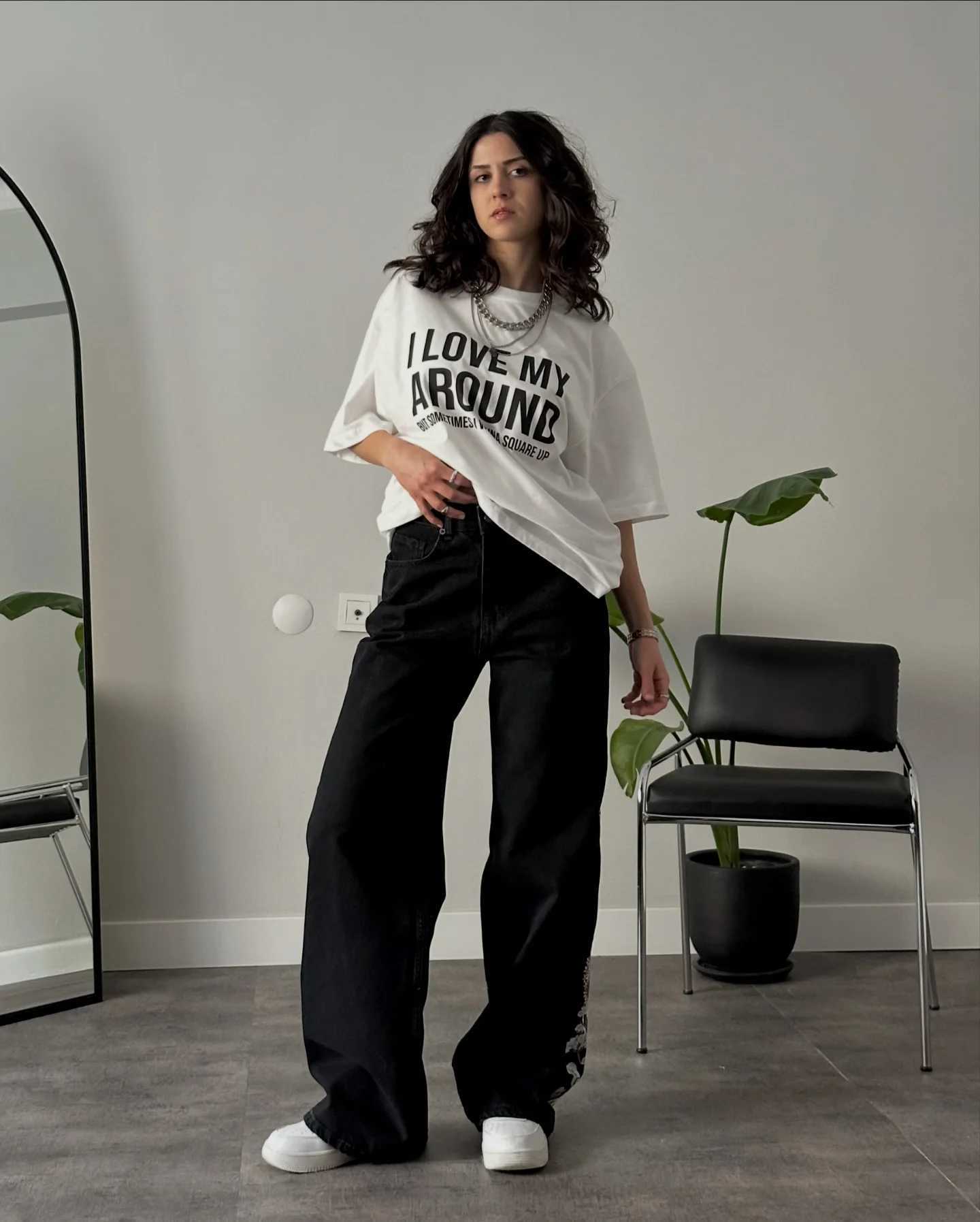 Women Retro Cherry Blossom Knight Embroidery Jeans Y2k Retro Baggy Black Straight Denim Pants Street Wash High Waist Jean Men M260310