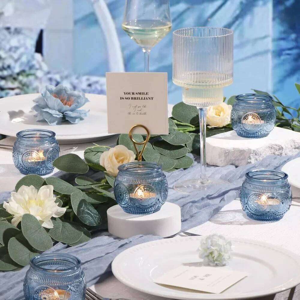 Simple Creative Votive Glass Candle Holders Flameless Tea Light Candlestick for Centerpieces Wedding Table Decor,Party Supplies H260310