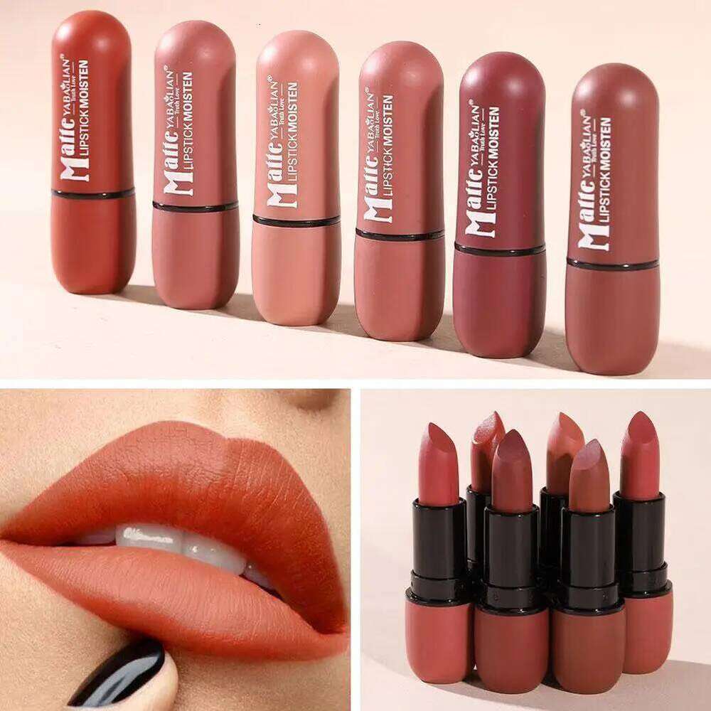 6 Colors Sexy Matte Lipstick Waterproof Long Lasting Color Rendering Non-stick Velvet Lips Contour Pencil Woman Makeup Cosmetics Z260310