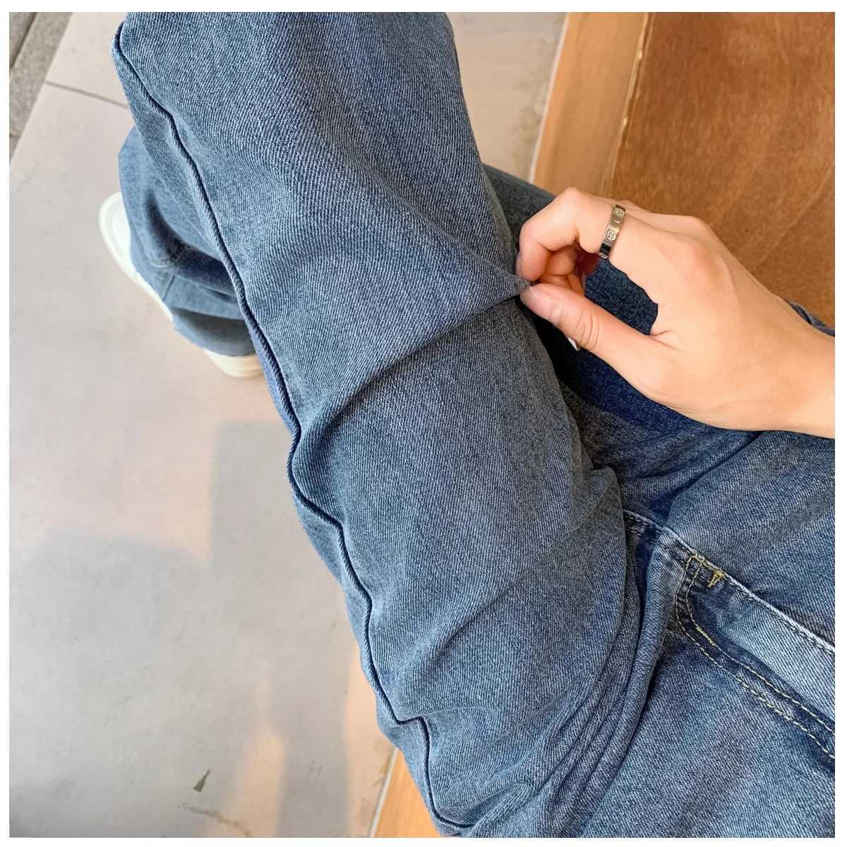 Ladies fashionable narrow straight leg jeans with high waist and slimming effect versatile and fashionable casual pants M260310