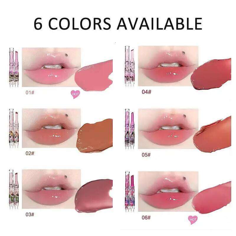 1pcs Flortte Love Shape Lipstick Flower Jelly Water Gloss Clear Light Hydrating Lip Tints Non-stick Cup Korea Cosmetic Z260310
