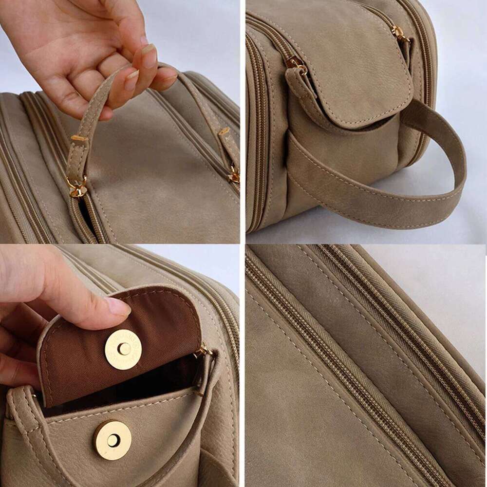 Large Capacity Cosmetic Bag Toiletries Organizer PU Leather Portable Travel Toiletry Pouch Women Makeup Storage Bags XJ260310