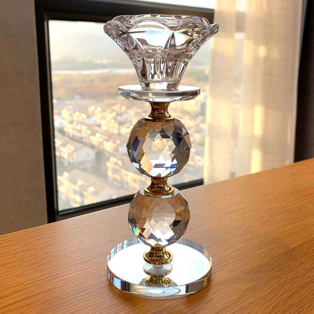 Crystal Candle Holder Glass Candlesticks Feng Shui Bowl Buddhism Ornament Romantic For Wedding Home Bar Dinner Party Table Decor H260310