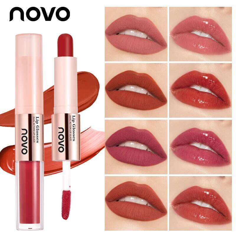 2-In-1 Dual-Ended Lipstick Lip Gloss - Matte & Mirror Finish, Long-Lasting Color Lock, Nourishing Formula With Seed Oil Z260310