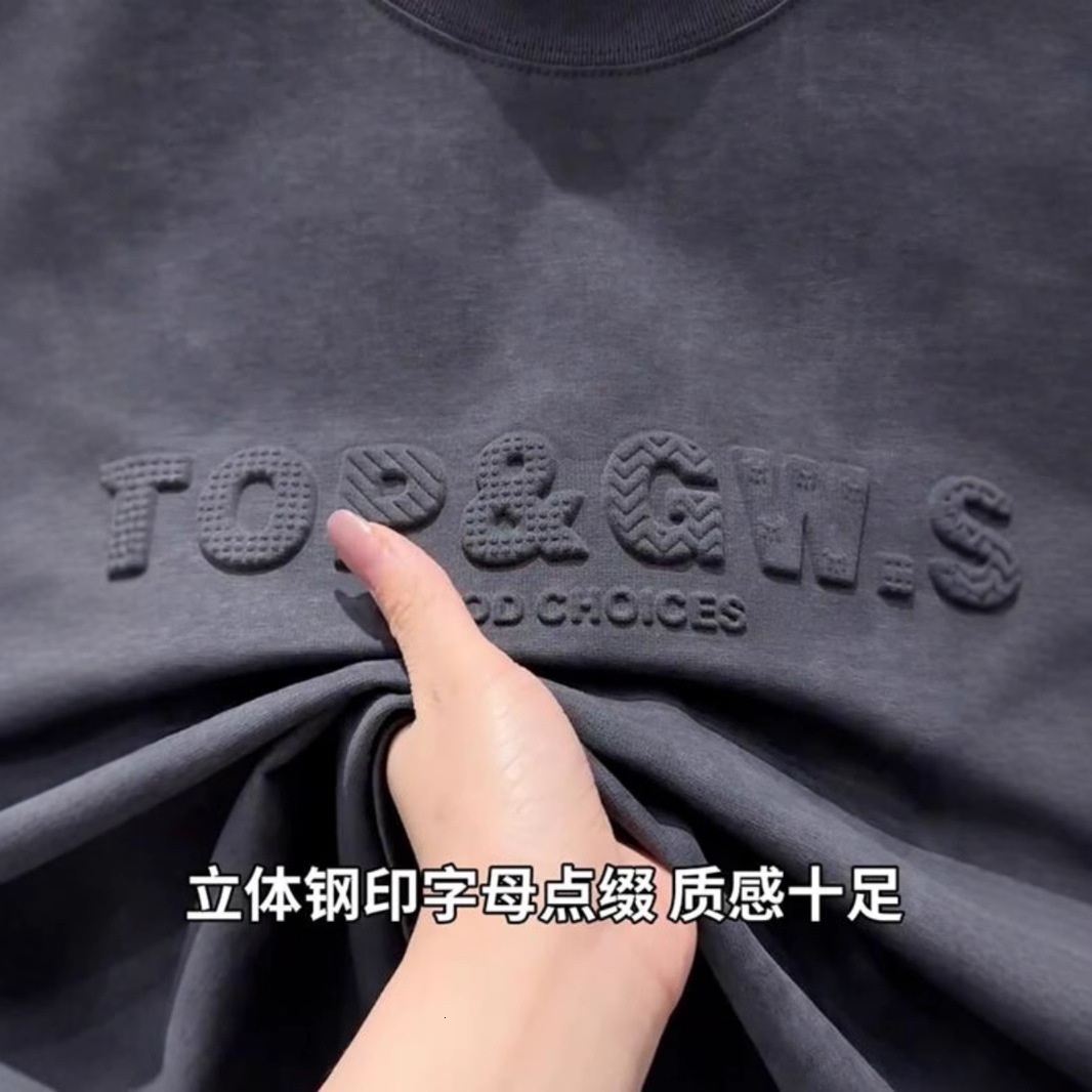 Designer Shirt Summer New Design Short Sleeve T-shirt For Men Ice Silk Light Luxury Tie-dye Hot Style Embossed Steel Print Half Sleeve