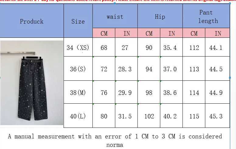 Womens High Waisted Wide Leg Jeans Luxury Vintage Black Denim Pants Floral Heart Print Casual Loose Fit Slimming TrousersT260310